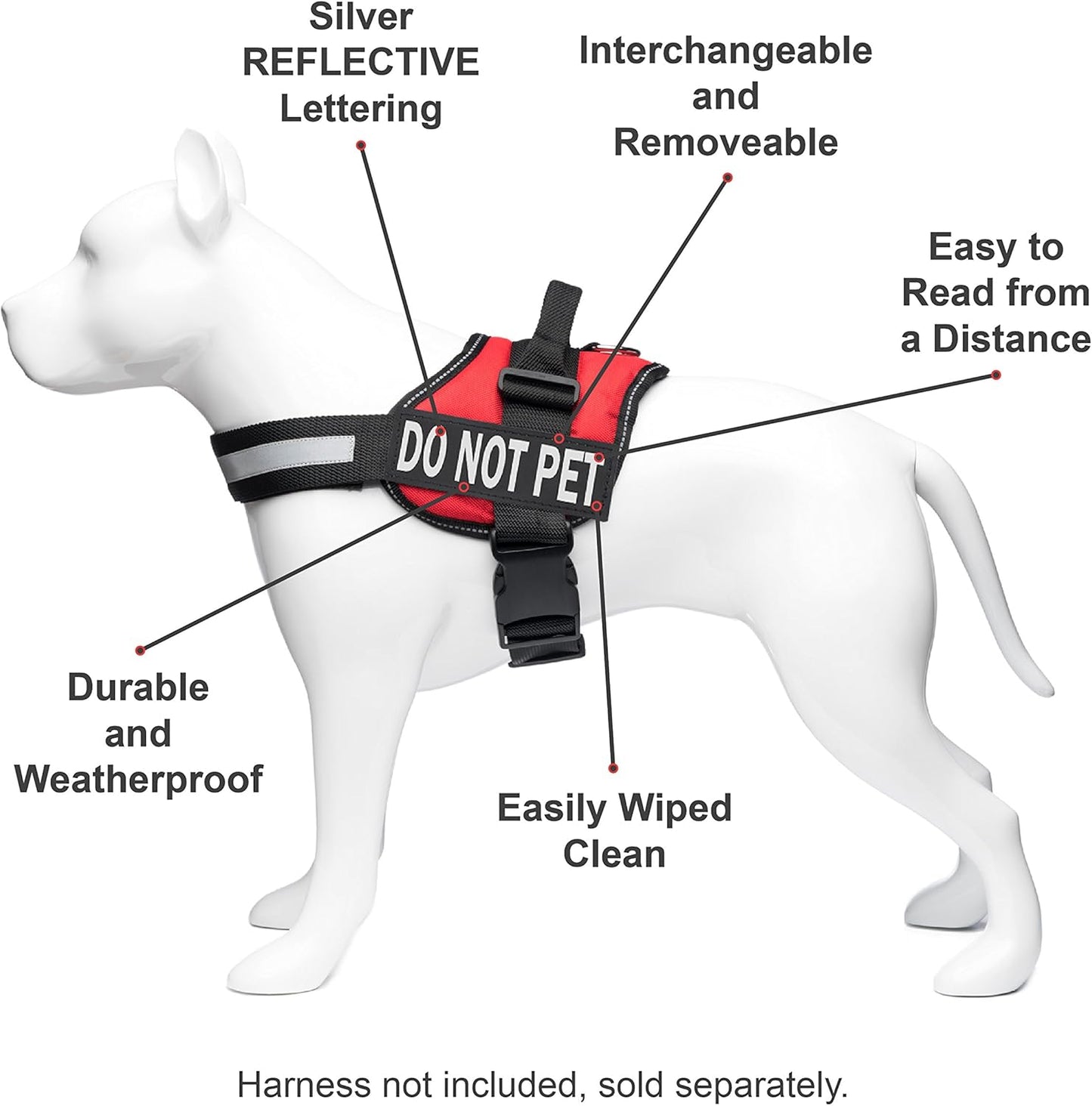 BarkDog reflective 'Do Not Pet' dog patches, set of 2